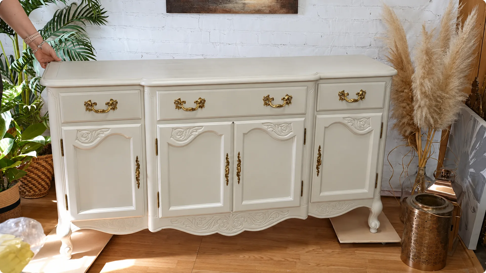 A sideboard positioned for furniture planning and clearance checks