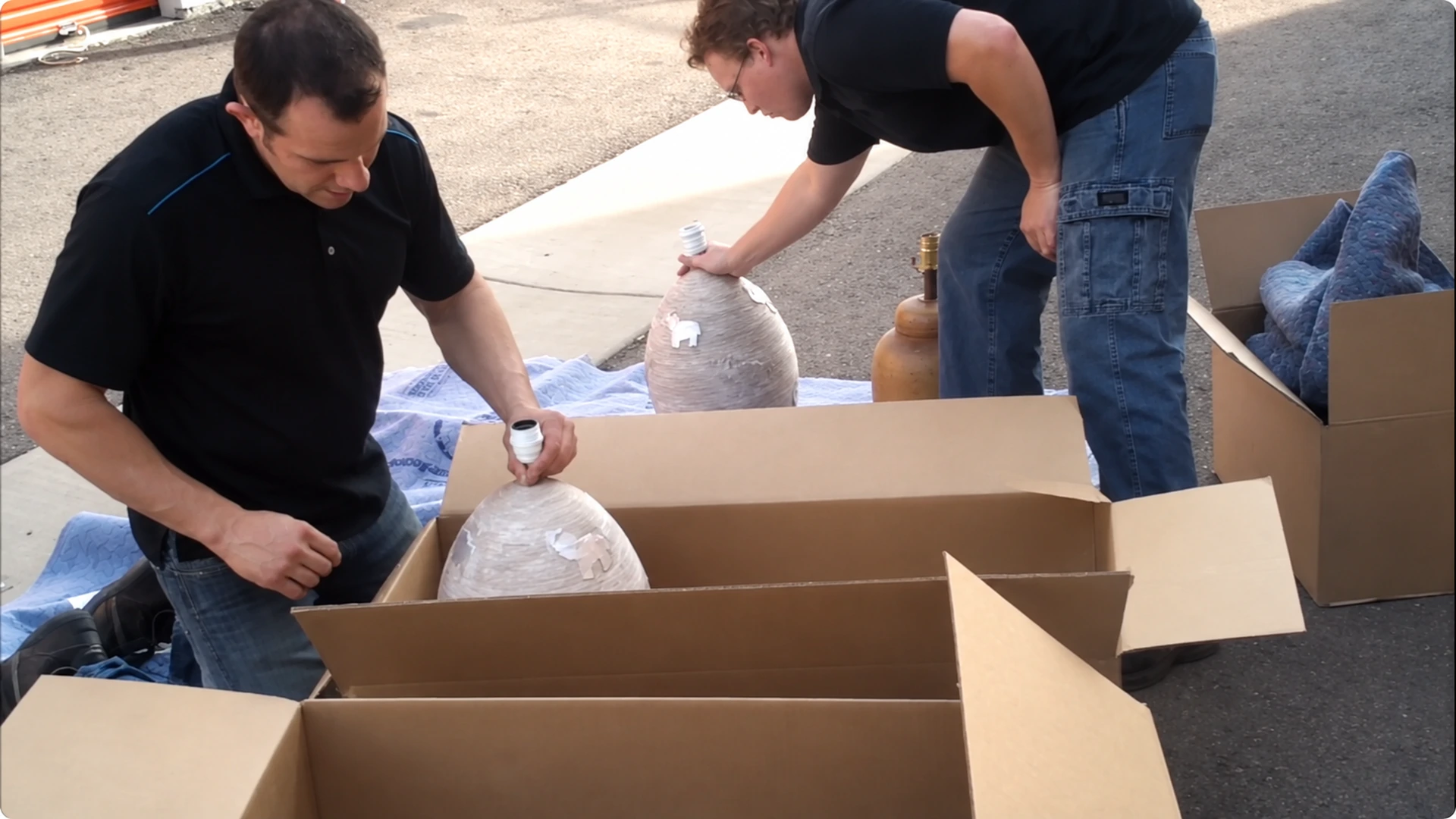 Packed household items prepared for careful transport